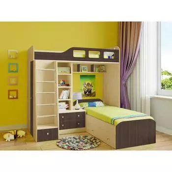 Детская двухъярусная кровать «Астра 4», цвет дуб молочный/дуб шамони