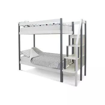 Детская двухъярусная кровать Бельмарко Svogen графит-белый