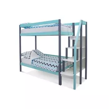 Детская двухъярусная кровать Бельмарко Svogen графит-мятный