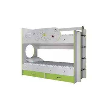 Детская двухъярусная кровать Умка белый/лайм-созвездие