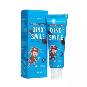 Детская гелевая зубная паста Consly DINO's SMILE c ксилитом и вкусом шоколадного печенья, 60