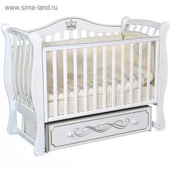 Детская кровать Bella-2, автостенка, ящик, универсальный маятник, цвет белый