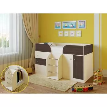 Детская кровать-чердак «Астра 5», цвет дуб молочный/дуб шамони