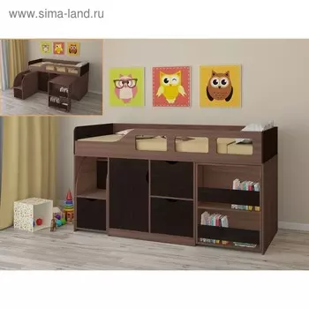 Детская кровать-чердак «Астра 8», цвет дуб шамони/венге