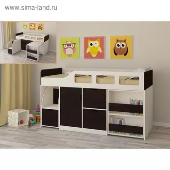 Детская кровать-чердак «Астра 8», цвет дуб молочный/венге