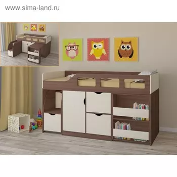 Детская кровать-чердак «Астра 8», цвет дуб шамони/дуб молочный