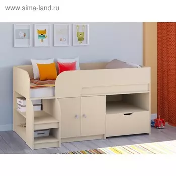 Детская кровать-чердак «Астра 9 V4», цвет дуб молочный/дуб молочный