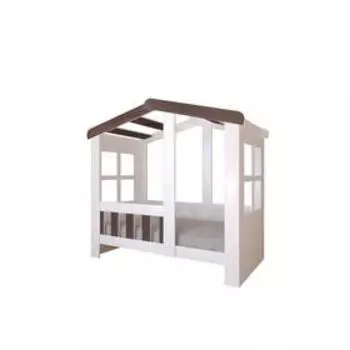 Детская кровать-чердак «Астра домик», без ящика, цвет белый / дуб шамони