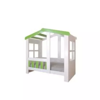 Детская кровать-чердак «Астра домик», без ящика, цвет белый / салатовый