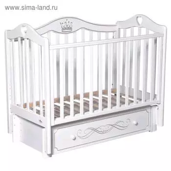 Детская кровать Domenica Elegance, автостенка, ящик, маятник, цвет белый