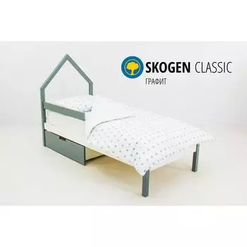 Детская кровать-домик мини "Svogen графит-белый"