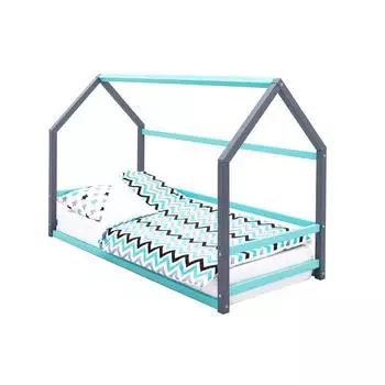 Детская кровать-домик Монтессори Бельмарко Svogen графит-мятный