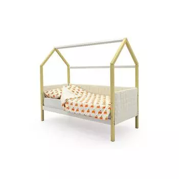 Детская кровать-домик мягкий Бельмарко Svogen бежево-белый