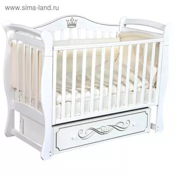 Детская кровать Julia-11, автостенка, ящик, универсальный маятник, цвет белый