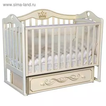 Детская кровать Karolina-9, универсальный маятник, закрытый ящик, цвет слоновая кость