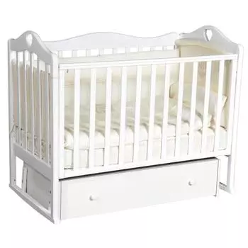 Детская кровать «Кедр» Karolina-7 универсальный маятник, фигурная спинка, ящик, цвет белый