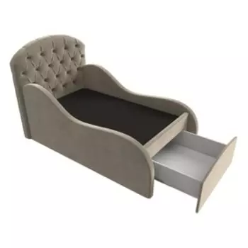 Детская кровать «Майя», механизм выкатной, микровельвет, цвет бежевый