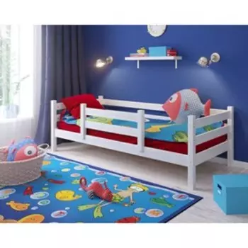 Детская кровать Сонечка с задней защитой и малой защитой по центру Белый 800х1900 Без текстиля 297