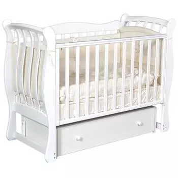 Детская кровать Viola-3, автостенка, ящик, универсальный маятник, цвет белый