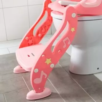 Детская накладка - сиденье на унитаз «Нотки», с мягким сиденьем, цвет розовый