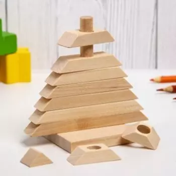 Детская пирамидка «Ёлочка», деревянная, материал: берёза