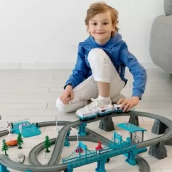 Детская железная дорога «Мой город», 103 предмета, бирюзовая