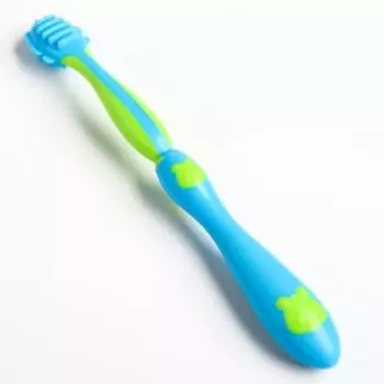 Прорезыватель для зубов детский, Крошка Я, щеточка, массажер для десен, от 6 мес., цвет зеленый/голубой.