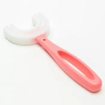 Детская зубная щётка-прорезыватель U-образная для малышей от 3 месяцев (силиконовый грызунок массажёр для зубов и дёсен в виде капы), с нескользящей р