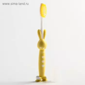 Детская зубная щетка на присоске «Зайка», с защитным колпачком (нейлон), цвет МИКС