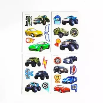 Переводные татуировки детские «Машинки», на тело, 4 листа