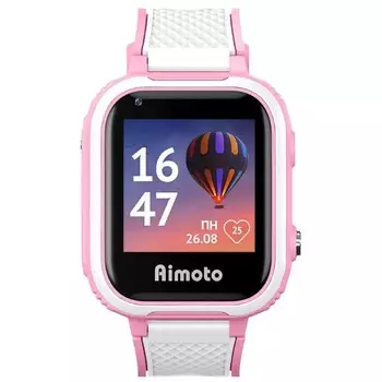 Детские смарт-часы Aimoto Pro Indigo 4G, 1,4", камера, SOS, геозоны, видеозвонок, розовые