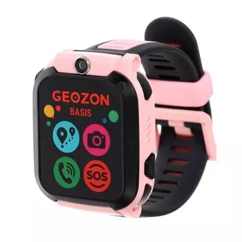 Детские смарт-часы Geozon Basis GEO-G-W08PNK, 1.44", TFT, SIM, камера, GPS, 600 мАч, розовые