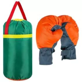 Набор боксёрский детский: перчатки, груша, d=20, h=35см, цвет МИКС