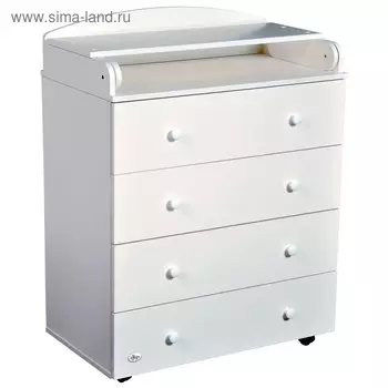Детский комод Oliver Mario, пеленальная доска, шариковые направляющие, цвет белый