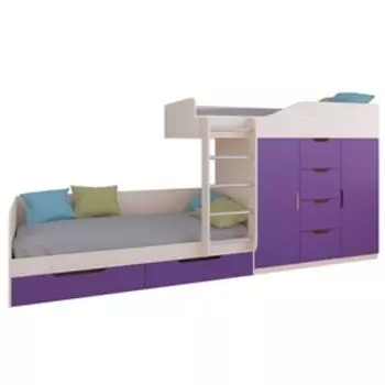 Детский комплекс «Астра 6», цвет дуб молочный/фиолетовый