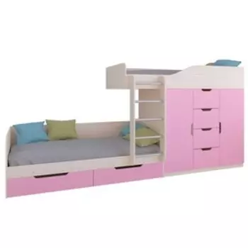 Детский комплекс «Астра 6», Дуб молочный/Розовый