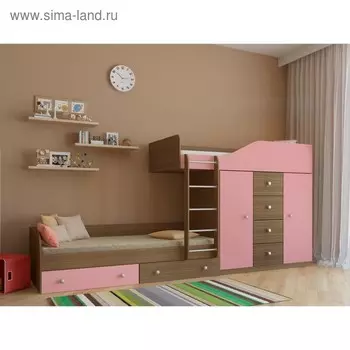 Детский комплекс «Астра 6», цвет дуб шамони/розовый