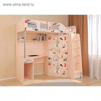 Детский комплекс «Астра 7», цвет дуб молочный, фотопечать «Лондон»