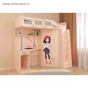 Детский комплекс «Астра 7», цвет дуб молочный, фотопечать «Париж»