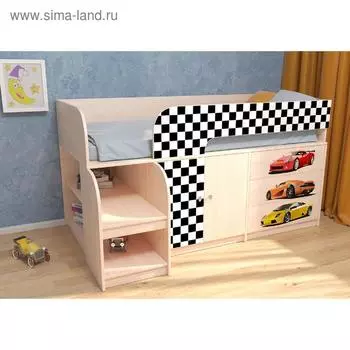 Детский комплекс «Астра 9 V1», цвет дуб молочный, фотопечать «Гонки»