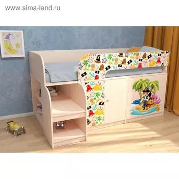 Детский комплекс «Астра 9 V1», цвет дуб молочный, фотопечать «Пират»