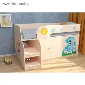 Детский комплекс «Астра 9 V1», цвет дуб молочный, фотопечать «Щенок»