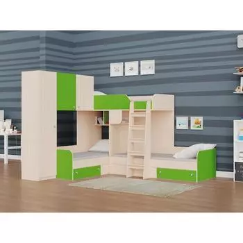 Детский комплекс «Трио 1», цвет дуб молочный / салатовый