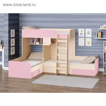 Детский комплекс «Трио», цвет дуб молочный / розовый