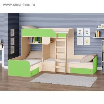Детский комплекс «Трио», цвет дуб молочный / салатовый