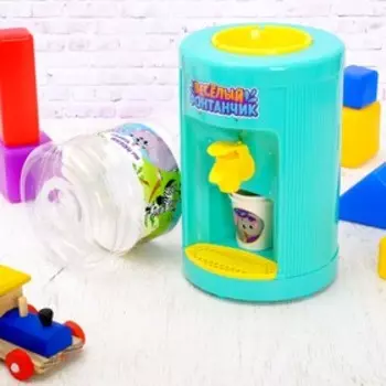Детский кулер «Весёлый фонтанчик» с бутылкой и стаканчиками, уценка (трещина на крышке)