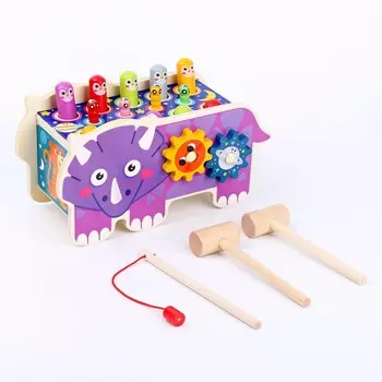 Бизиборд «Носорог» 2 в 1, стучалка и крутилки, 241014 см