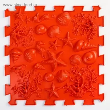 Модульный массажный коврик ОРТО ПАЗЛ «Морское дно», 1 модуль, цвет красный