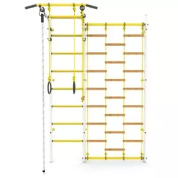 Детский спортивный комплекс «Атлет-С», 690 × 1630 × 2300 мм, цвет белый/жёлтый