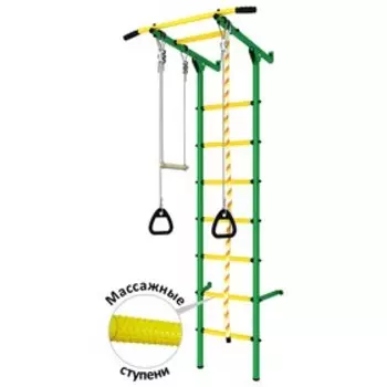 Детский спортивный комплекс DSK «Пристенный» (с массажными ступенями), 790 × 810 × 2180 мм, цвет зеленый/жёлтый